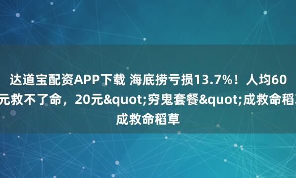 达道宝配资APP下载 海底捞亏损13.7%！人均600元救不了命，20元"穷鬼套餐"成救命稻草