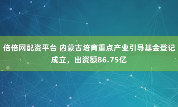 倍倍网配资平台 内蒙古培育重点产业引导基金登记成立，出资额86.75亿