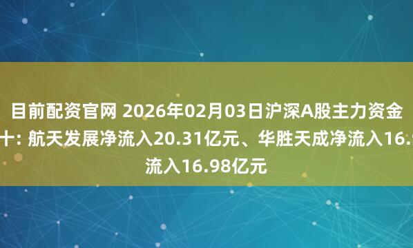 目前配资官网 2026年02月03日沪深A股主力资金增仓前十: 航天发展净流入20.31亿元、华胜天成净流入16.98亿元